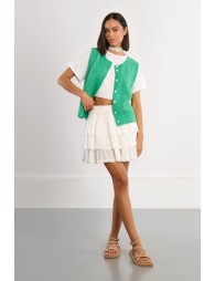 Sleeveless cardigan, buttoned