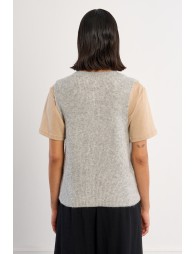 Sleeveless cardigan, buttoned