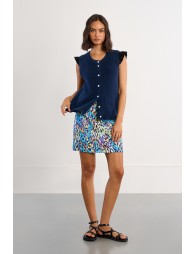 Sleeveless cardigan, buttoned