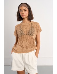 Fine knit top with floral details