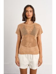 Haut en maille fine avec détails fleurs