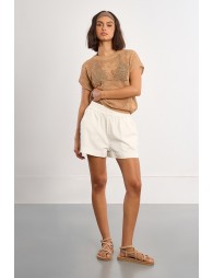 Fine knit top with floral details