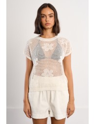 Fine knit top with floral details