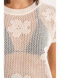 Haut en maille fine avec détails fleurs