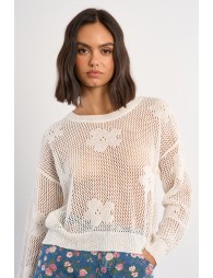 Fine knit sweater with floral details