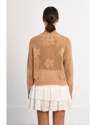 Pull en maille fine avec détails fleurs