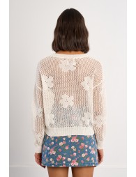 Jersey de mujer de manga larga, detalle flores.