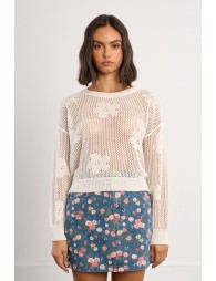 Pull en maille fine avec détails fleurs