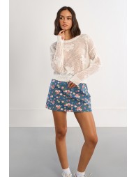 Pull en maille fine avec détails fleurs