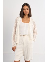 Fine knit cardigan with floral details