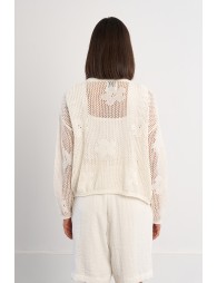Cardigan en maille fine avec détails fleurs