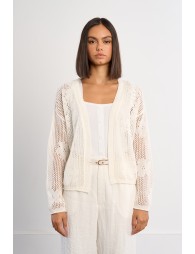 Fine knit cardigan with floral details
