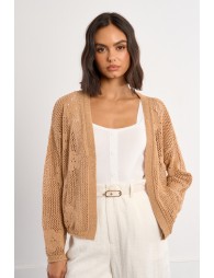 Fine knit cardigan with floral details