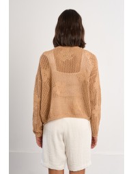 Fine knit cardigan with floral details