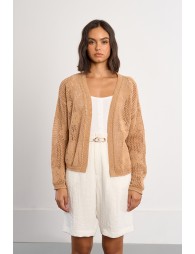 Fine knit cardigan with floral details