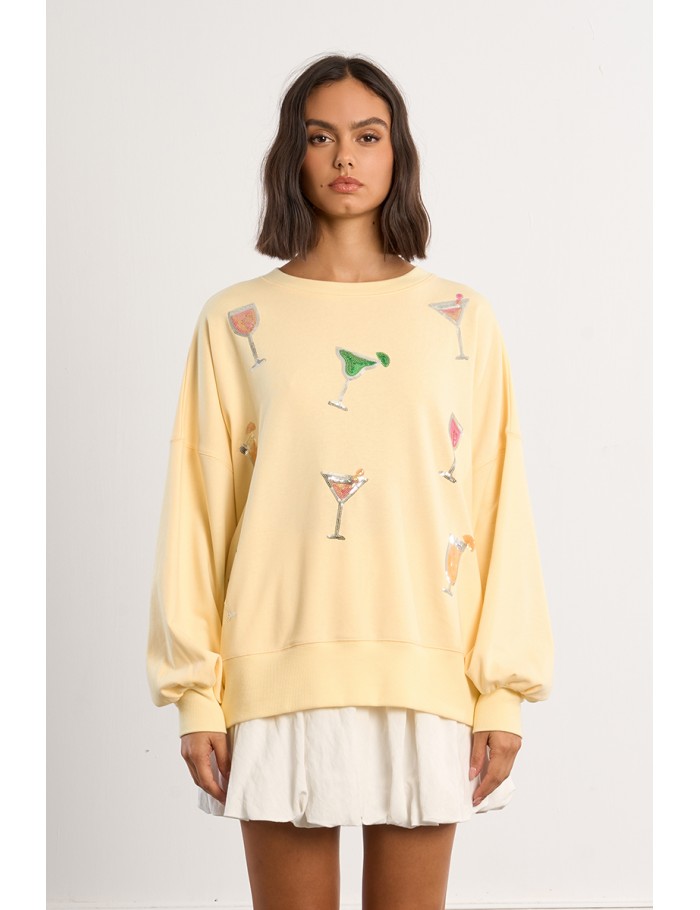 Sweat-shirt oversize en coton jaune