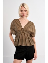 Flowing top with drawstrings