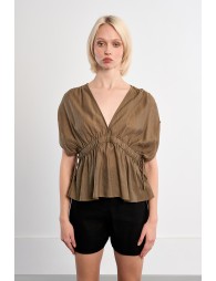 Flowing top with drawstrings