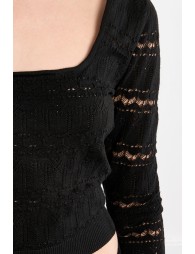 Square neck crochet knit