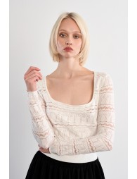 Square neck crochet knit