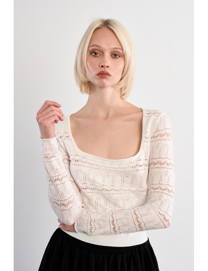 Square neck crochet knit