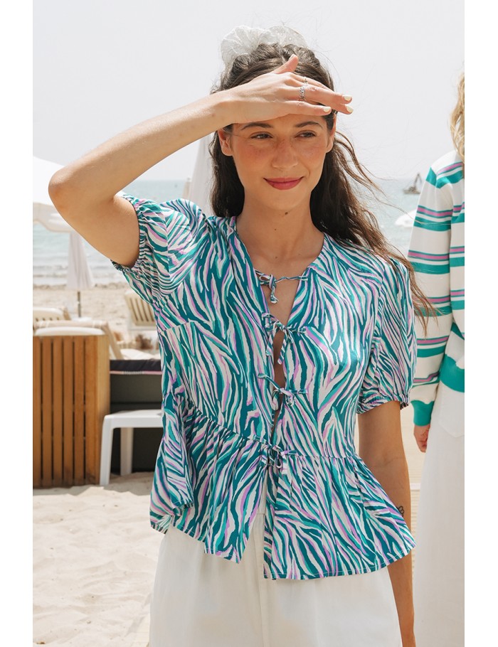 Zebra drawstring top