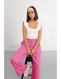 Pantalon large taille haute