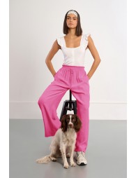 High-waisted wide-leg trousers