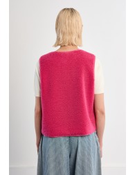 Chaleco de mujer corto, de borreguito.