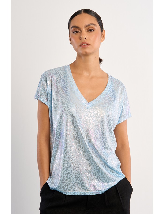 T-shirt métallisé léopard