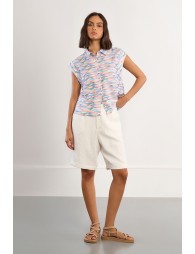 Sleeveless blouse with geometric print