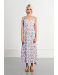 Belted maxi dress with geometric print