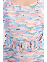 Belted maxi dress with geometric print