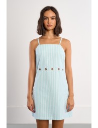 Green striped mini dress