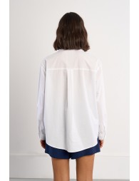 Camisa de mujer de manga larga, bolsillo frontal.