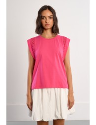 T-shirt with openwork sleeves