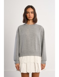 Oversized sweatshirt with lace detail