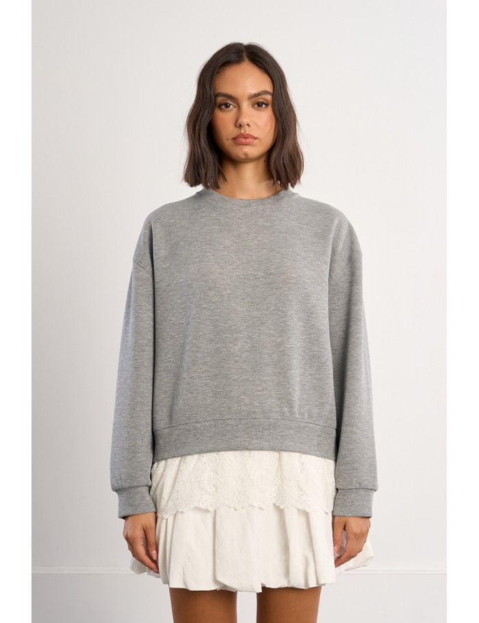 Sweat-shirt oversize avec détail en dentelle