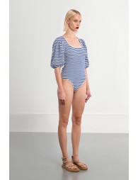 Body de mujer de manga corta, estampado rayas.