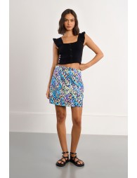 Top de mujer de tirante ancho, detalle volantes.