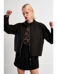 Sporty nylon jacket, lace detail