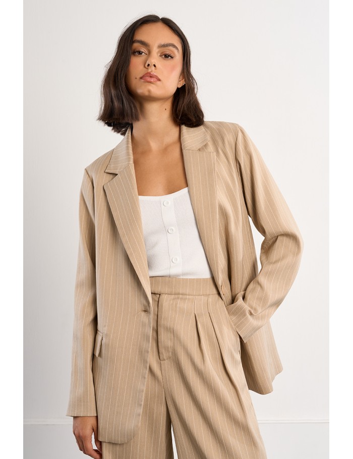 Striped straight blazer