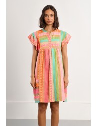 Robe à manches courtes, imprimé multicolore