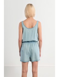 Combi-short en coton, effet denim