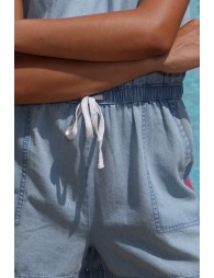 Cotton romper, denim effect