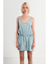 Combi-short en coton, effet denim