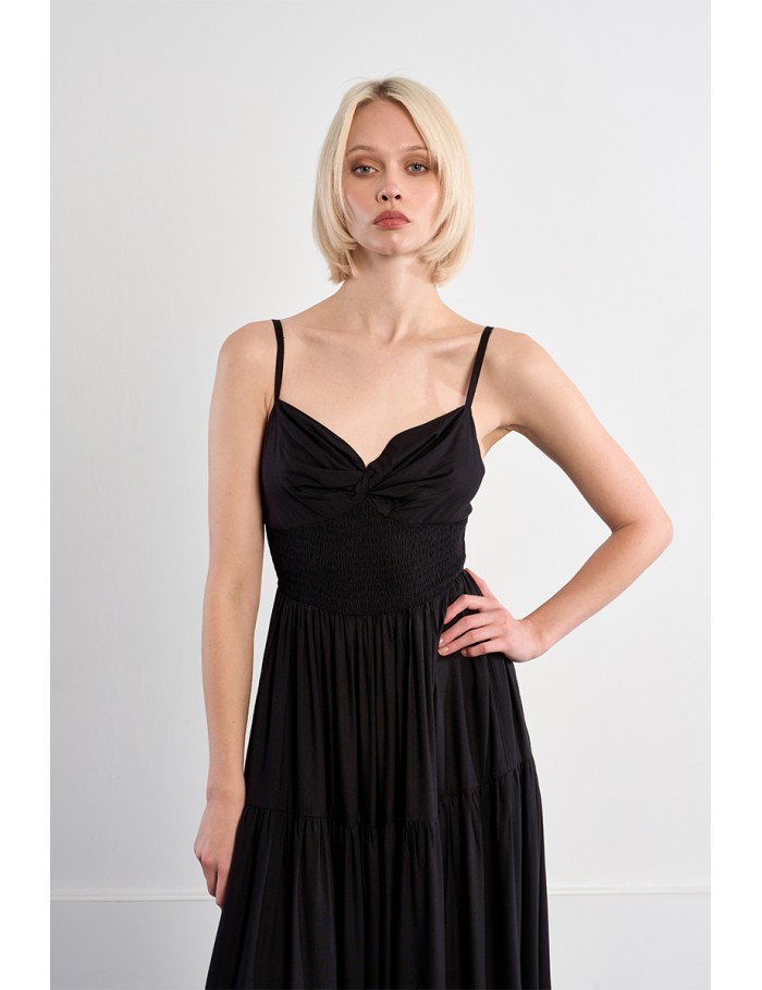 Robe maxi smockée à volants