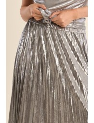 Long pleated skirt, metallic effect