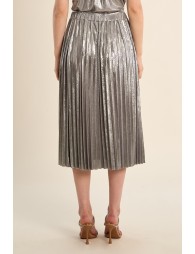 Long pleated skirt, metallic effect