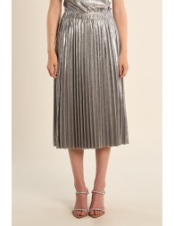 Long pleated skirt, metallic effect